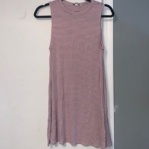 Striped high neck shift dress